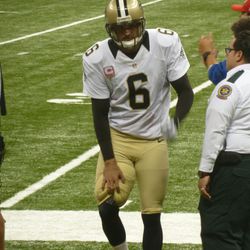 Morstead with ice on his leg.