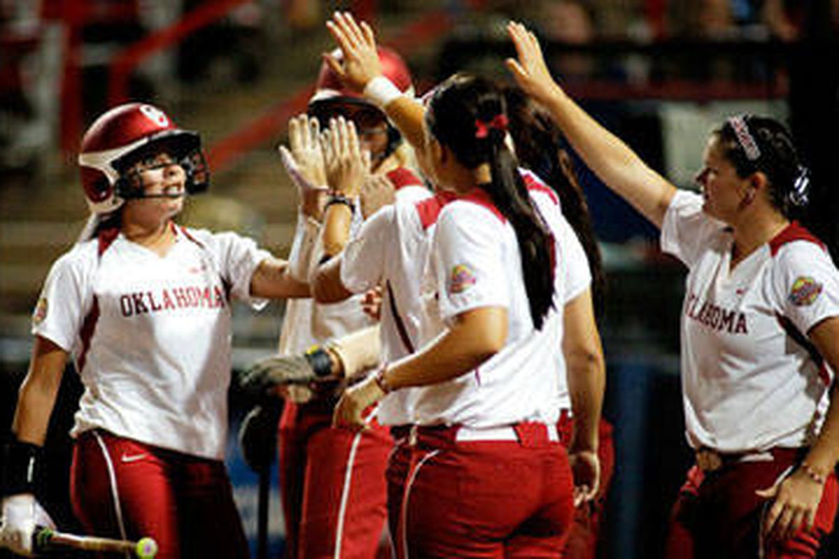 The Oklahoma women play for their second national championship in softball Wednesday night in the Women's College World Series in Oklahoma City.