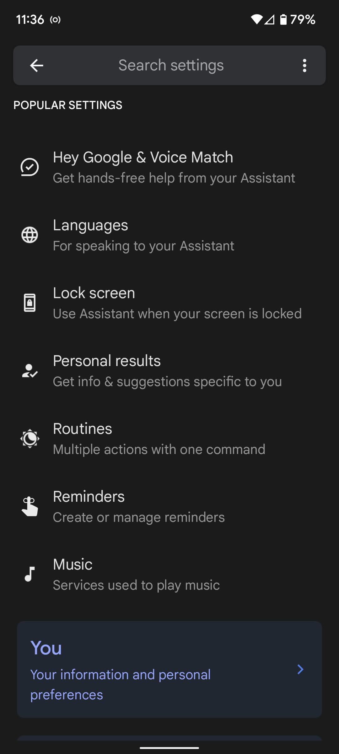 This time, select Lock screen from the Assistant settings page