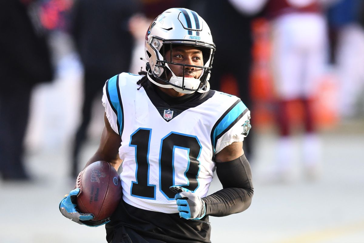 Curtis Samuel #10 of the Carolina Panthers warms up prior to the game against the Washington Football Team at FedExField on December 27, 2020 in Landover, Maryland.