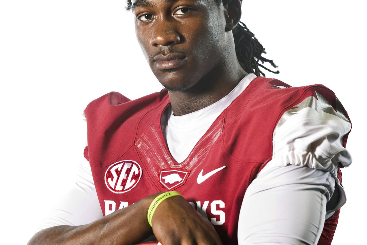 Aug 4, 2012; Fayetteville, AR, USA;  Arkansas Razorback wide receiver Cobi Hamilton (11) poses for a photo during media day at the Broyles Athletic Center.  Mandatory Credit: Beth Hall-US PRESSWIRE