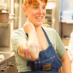 Mindy Segal in Trotter's kitchen where her pastry station was set up