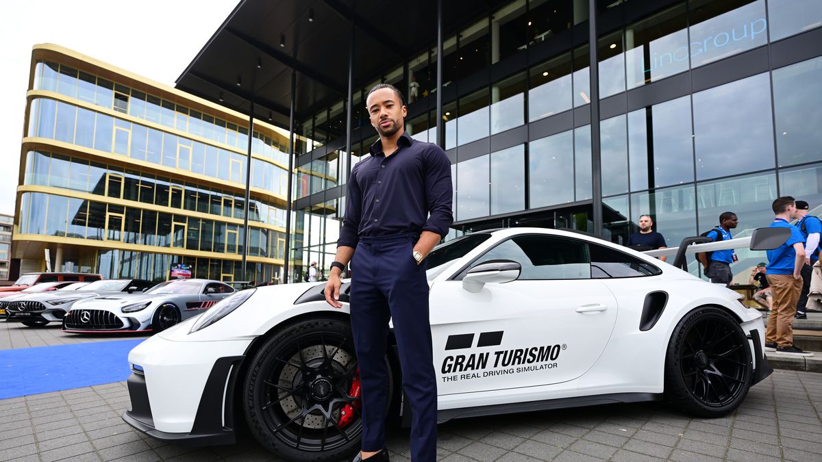 Jann Mardenborough, 2011 GT Academy winner, poses for a photo outside the arena prior to the Manufacturers Cup at the Gran Turismo World Series Showdown in Amsterdam, Netherlands.&nbsp;