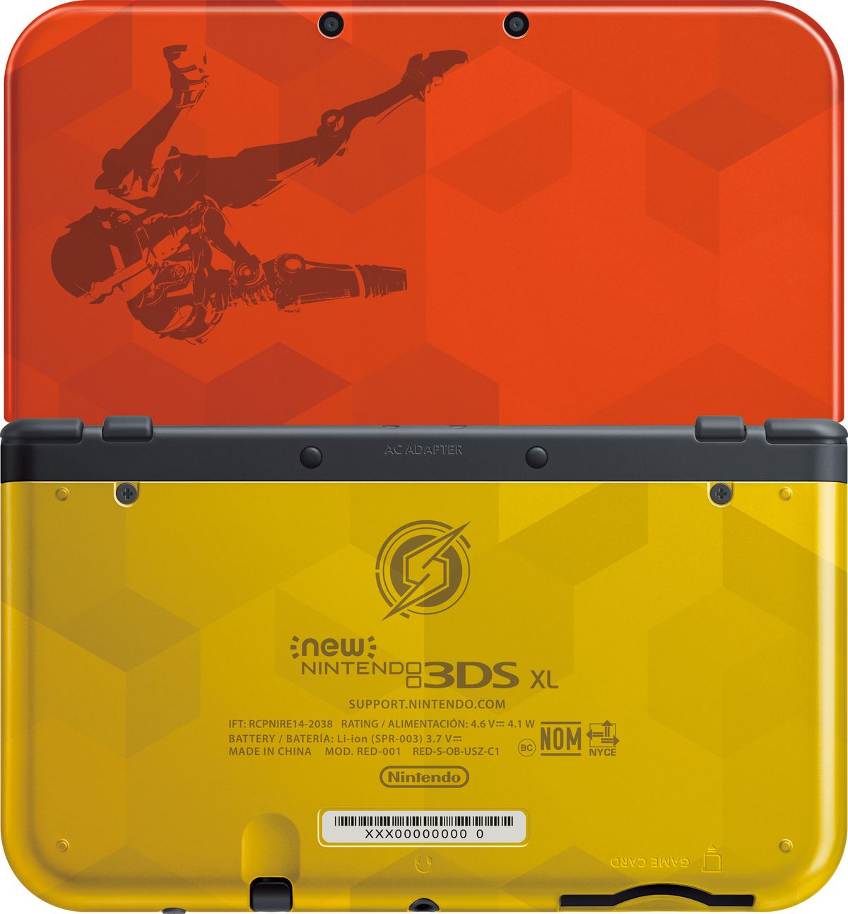 An image of the back of the New Nintendo 3DS XL Samus Edition