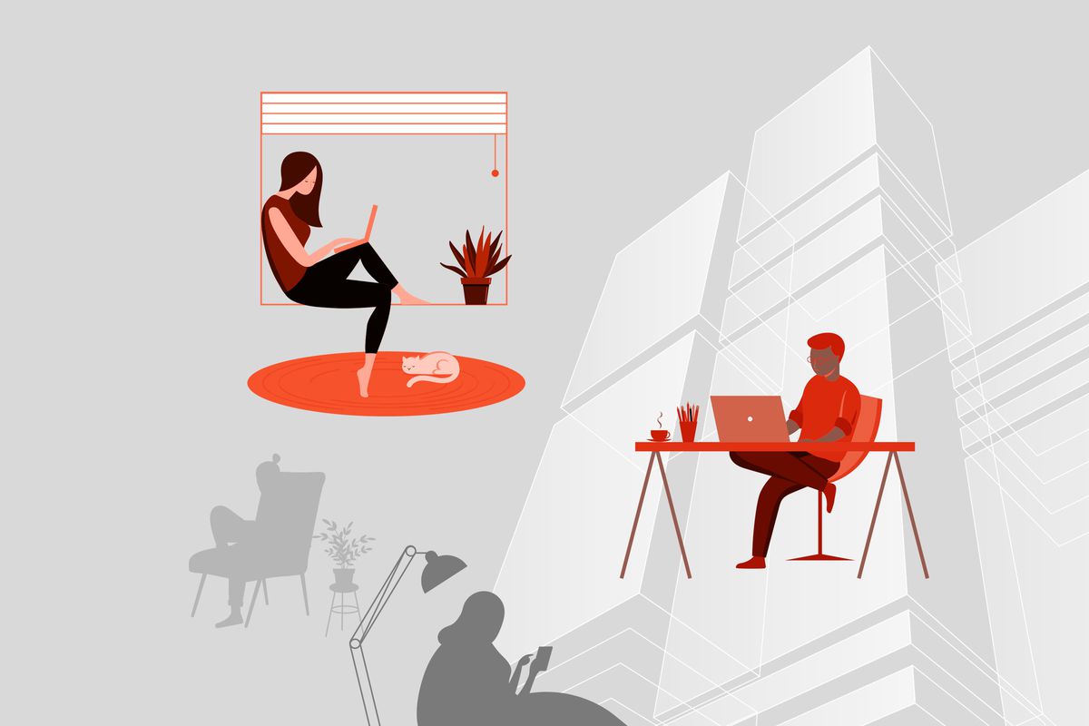 Illustration of people working remote.
