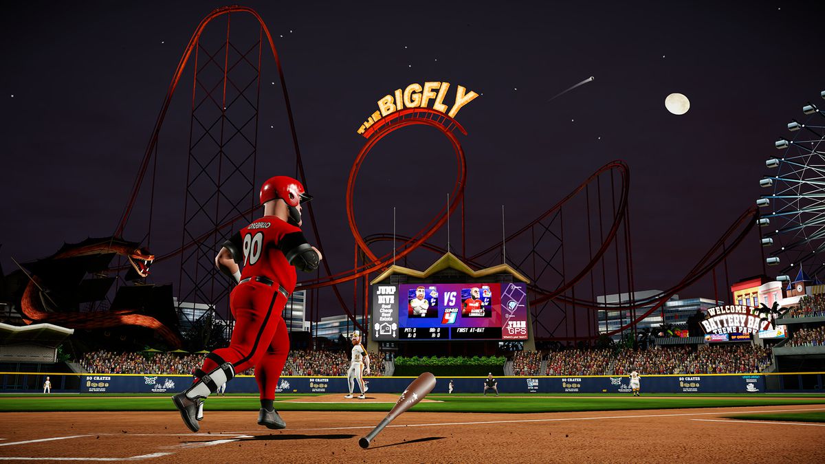 Hammer Longballo inicia su corrida de bases luego de batear un jonrón en Super Mega Baseball 4