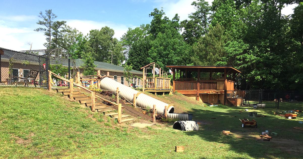 The play space at Johnson Pond Learning Center in Fuquay-Varina, NC, after a makeover.