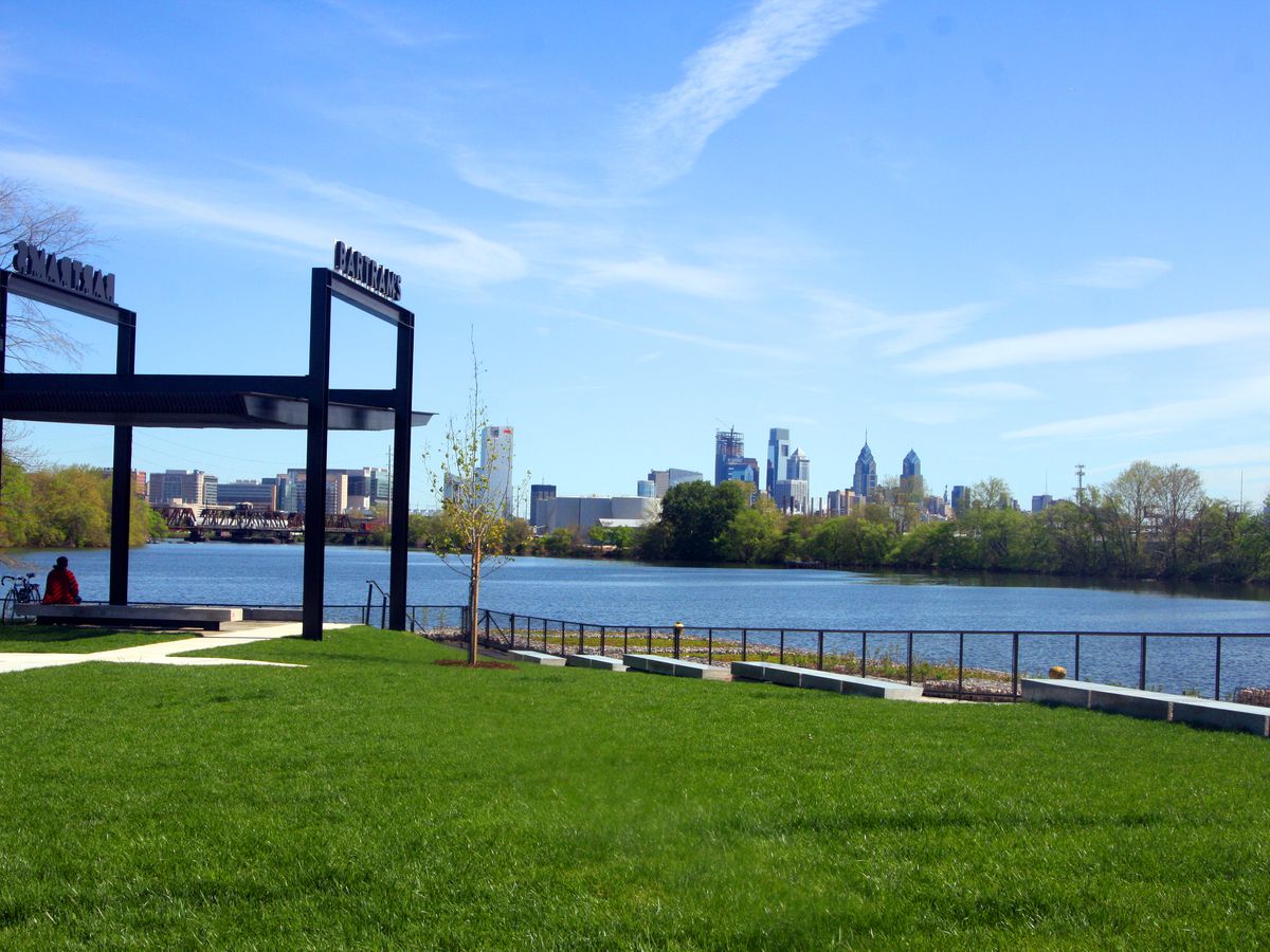A view of Bartram’s Mile looking toward Center City skyline in Philadelphia.