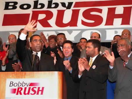 Bobby Rush kicks off his mayoral bid in late 1998. Sun-Times file photo.