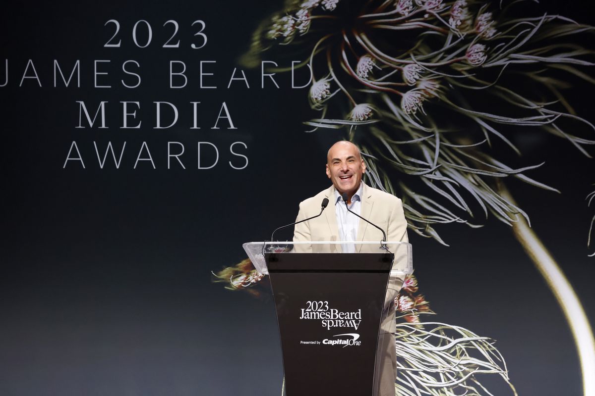 Sam Toia at the 2023 James Beard Media Awards.