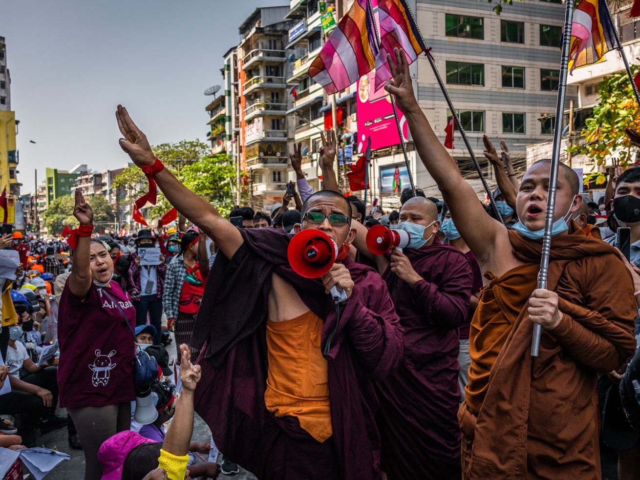 Protesters Take To Yangon’s Streets Despite Martial Law
