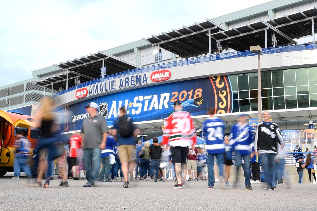 A general view of the exterior of Amalie Arena is seen on January 27, 2018 in Tampa, Florida.