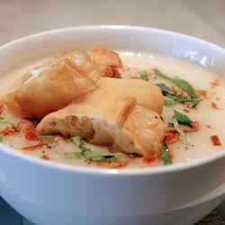 Chicken jook from Out the Door by <a href="http://www.flickr.com/photos/amlamster/6356402471/in/pool-520531@N21">Alexis Lamster</a>.