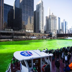 The Chicago river is dyed green to celebrate St. Patrick’s day. | James Foster/For the Sun-Times