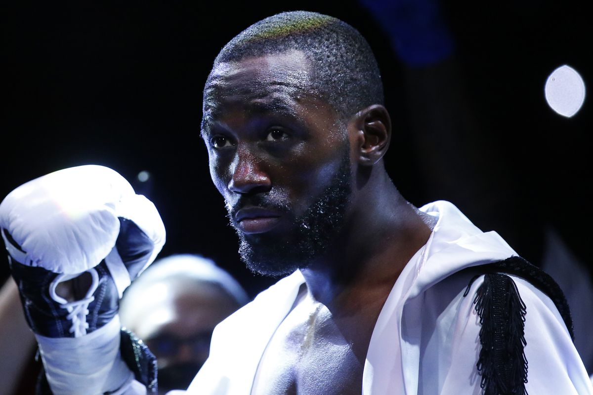 WBO champion Terence Crawford is introduced for a welterweight title fight against Shawn Porter at Michelob ULTRA Arena on November 20, 2021 in Las Vegas, Nevada.