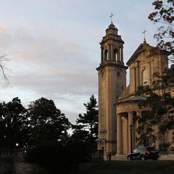 St. Martin's Chapel at dawn in Wynnewood, Pa. A new study explores the relationship between a religious community's activities and the economic health of its surrounding area.