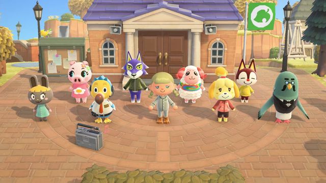Animal Crossing characters doing yoga and other calisthenic exercises in the game