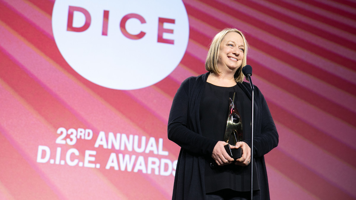 Connie Booth, vice president of product development at Sony Interactive Entertainment, is inducted into the AIAS hall of fame in 2020.