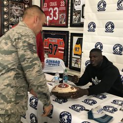 This military serviceman came out in uniform to show his respect to Frank Gore.