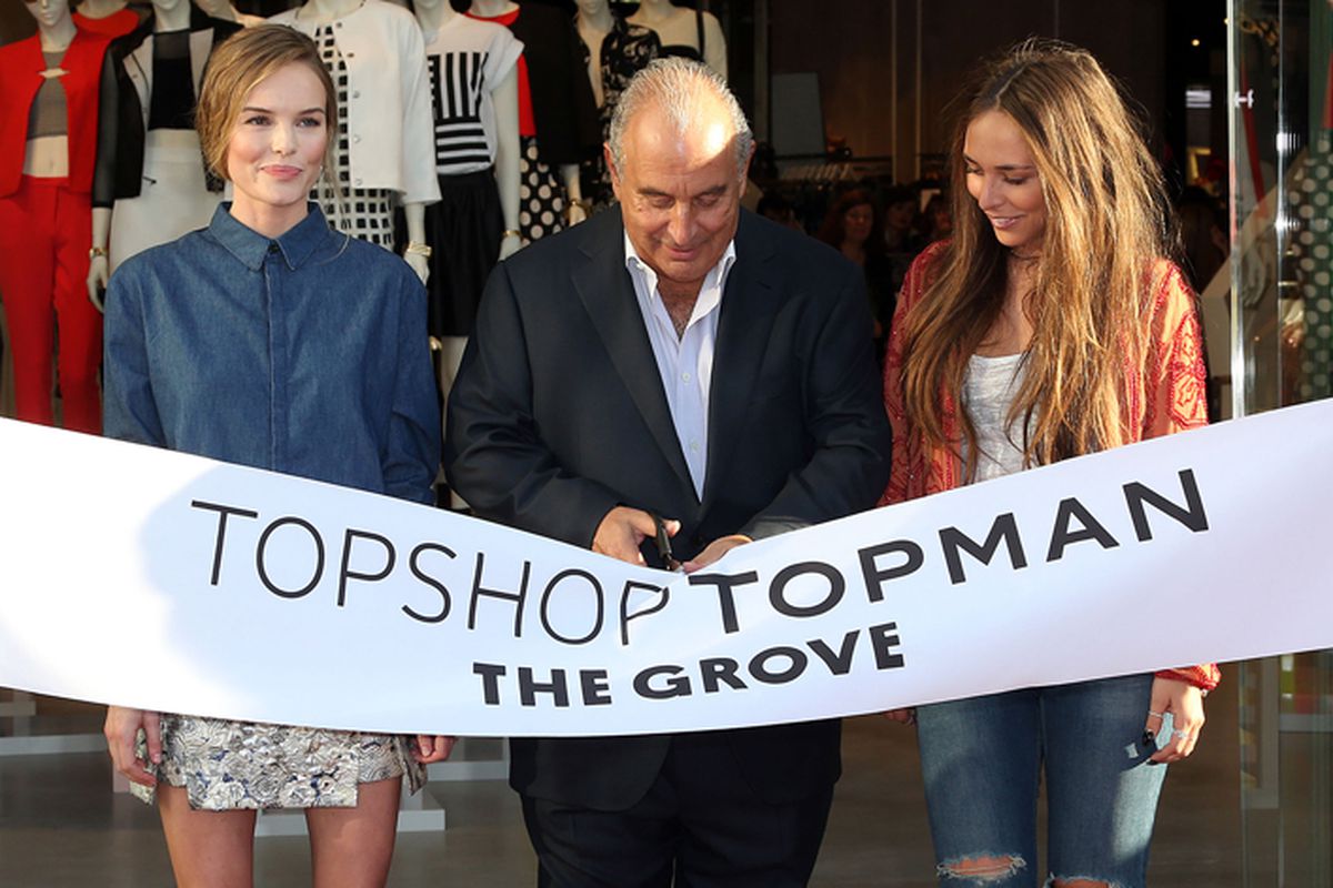Chloe Green (far right) with Kate Bosworth and Sir Philip Green. Photo via Getty.