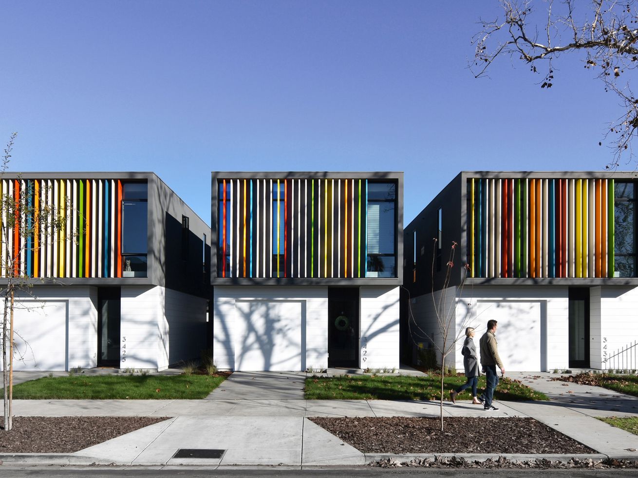 These new homes stand out with colorful louvers