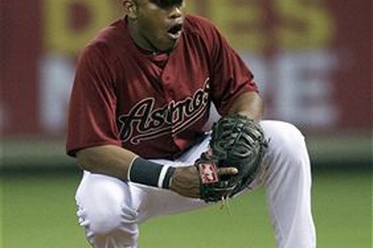 Houston Astros first baseman Jonathan Singleton (Photo by Bob Levey, Getty Images)