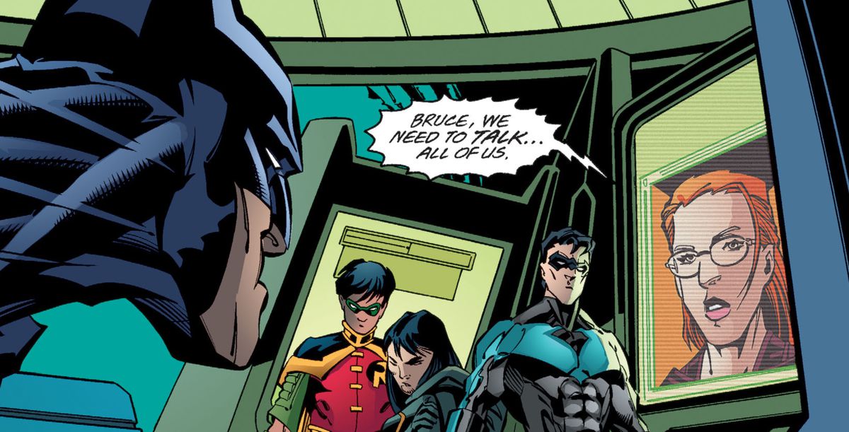 Batman, Robin, Batgirl, Nightwing and Oracle in Batman #605, DC Comics (2002).