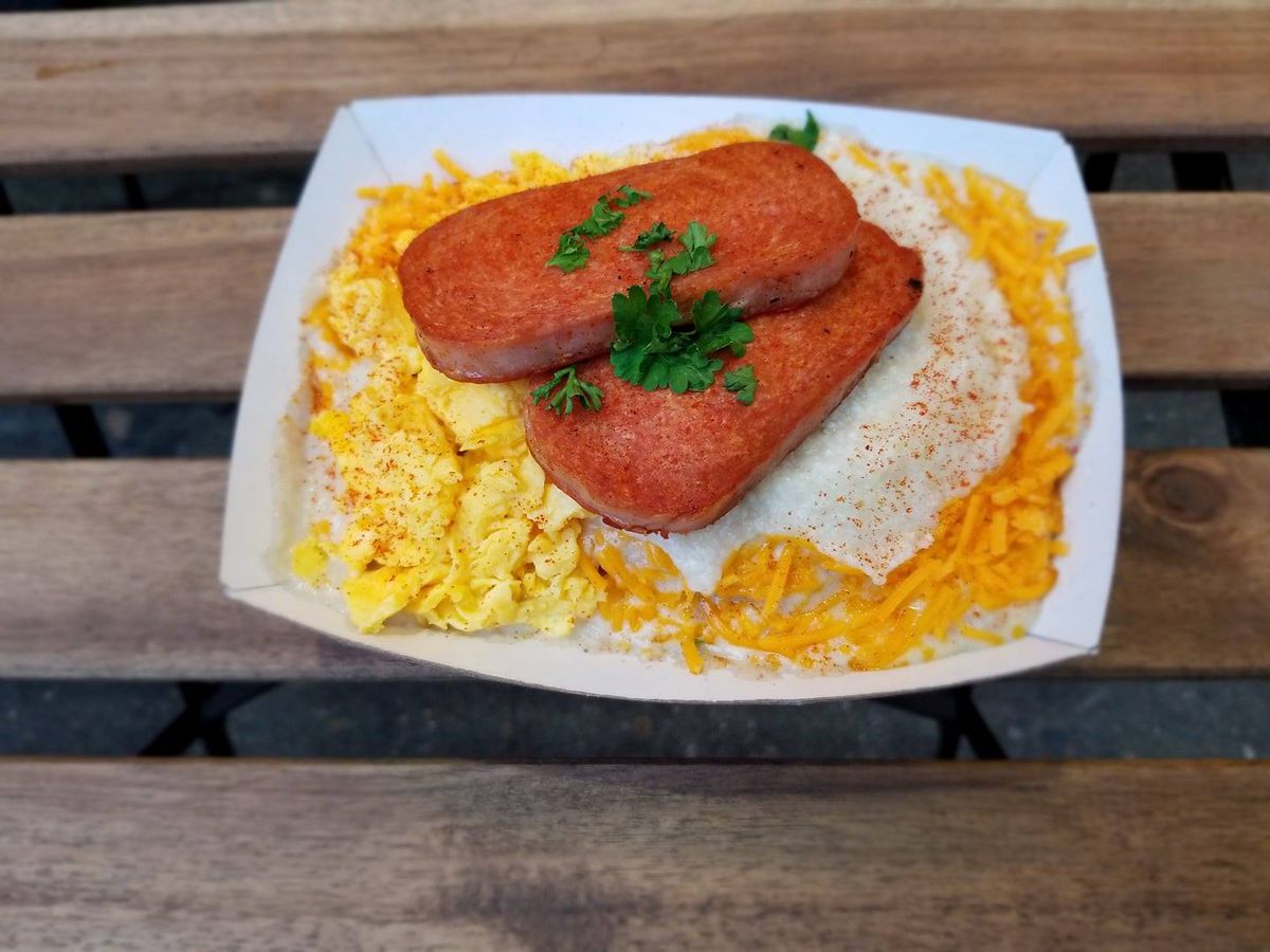 Biscuit Bitch’s Spam, eggs, and cheese dish