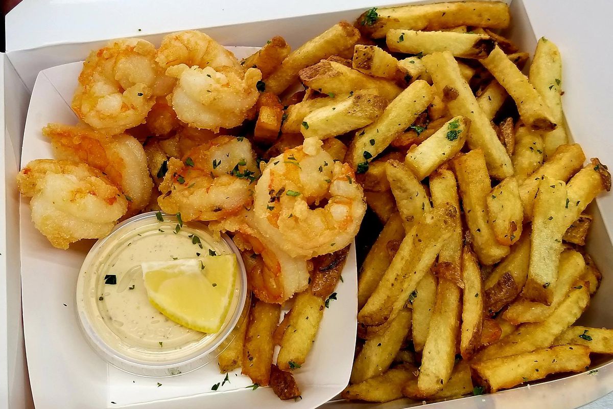 Shrimp and fries from Beaux Seafood