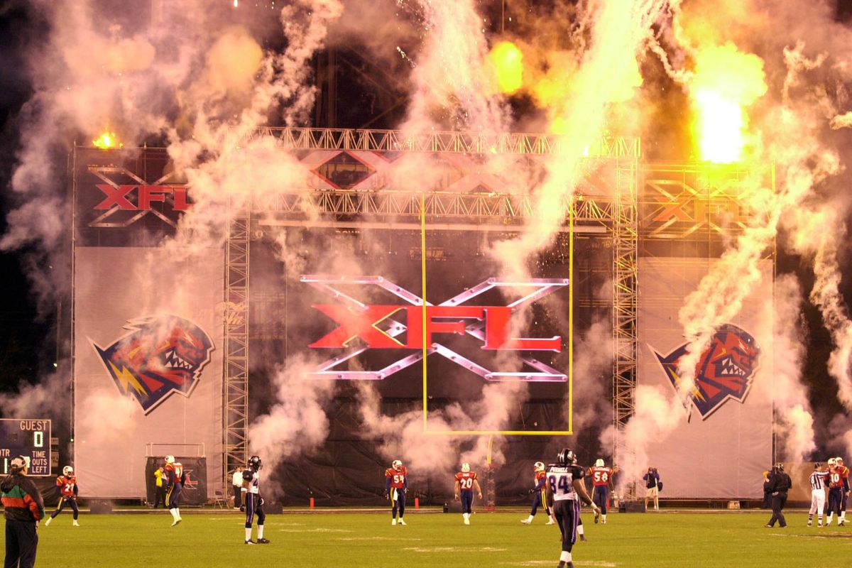 Fireworks explode announcing the start of the XFL season in Orlando, Fla. on Saturday, February 3, 2001.
