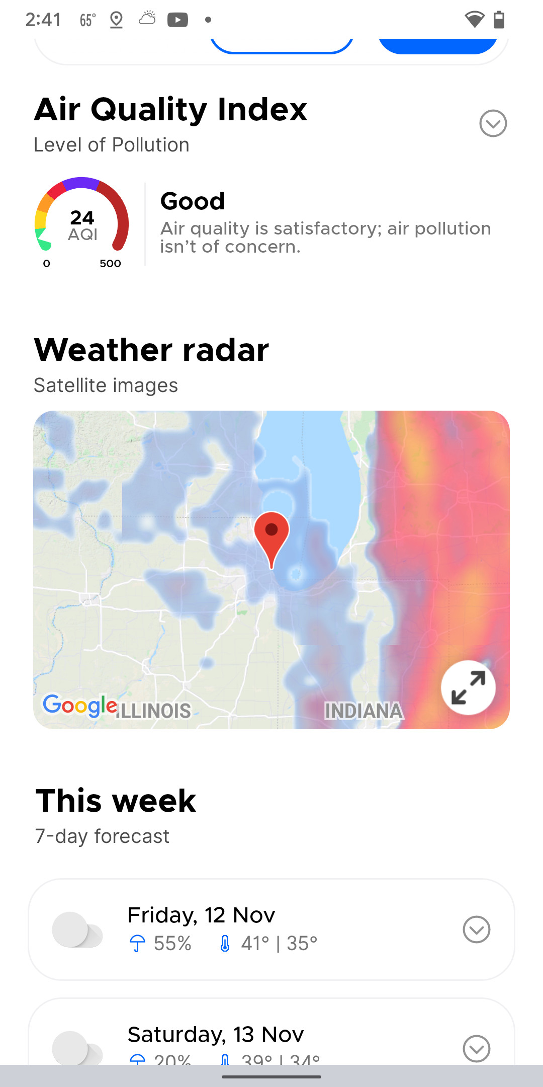 Scroll down for more weather data.
