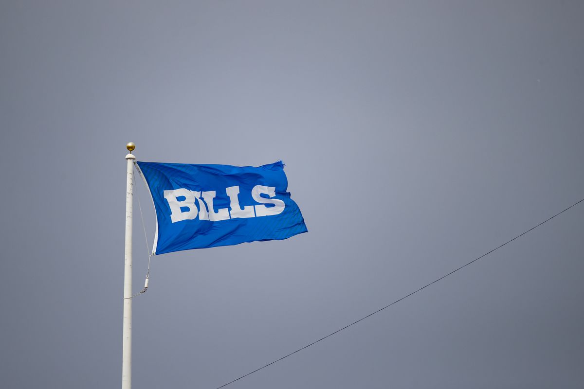 &nbsp;Detail view of a flag with the Buffalo Bills logo blowing in the wind during the game against the Washington Redskins at New Era Field on November 3, 2019 in Orchard Park, New York. Buffalo defeats Washington 24-9.