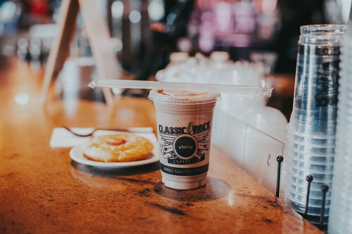 A doughnut and smoothie at the newly opened Classic Rock Coffee Co.