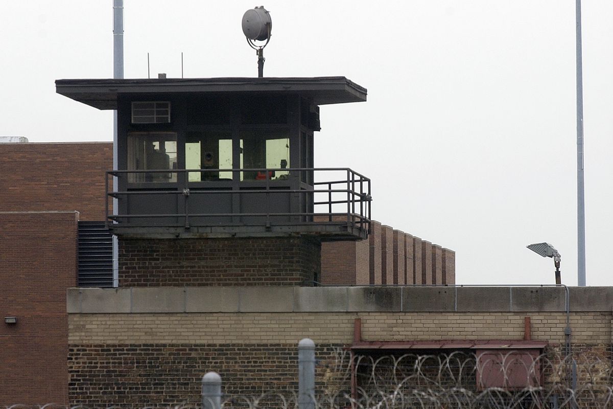 A guard tower at the Cook County Jail.