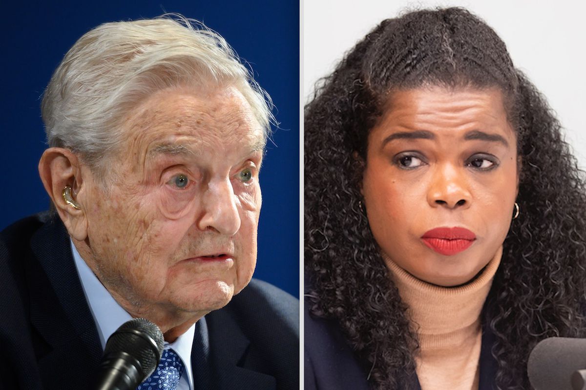 George Soros, left; Cook County State’s Attorney Kim Foxx, right. File Photos. 
