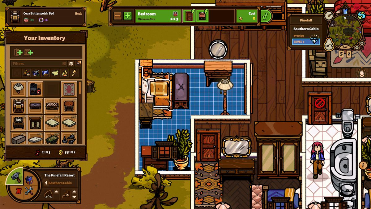 managing a bed and breakfast in a grid with lots of tools available