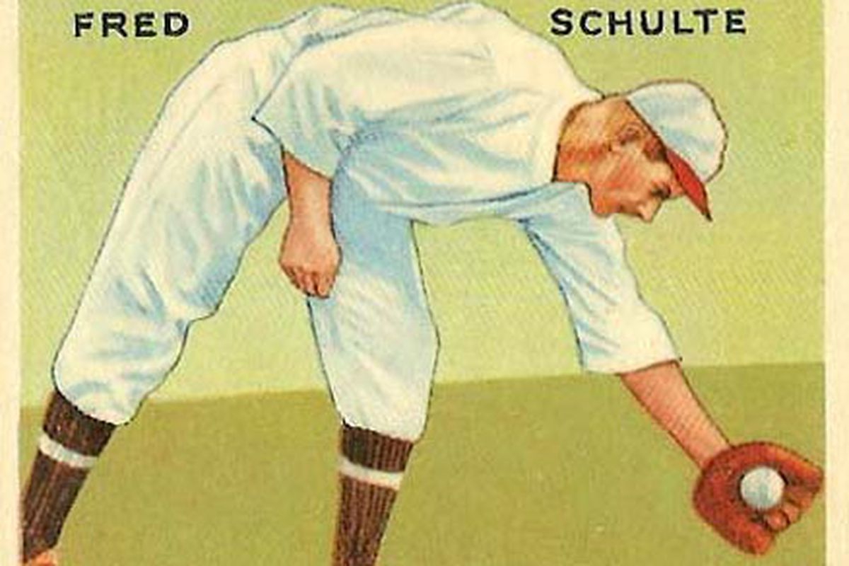 1933 Goudey baseball card of Fred Schulte of the Washington Senators #112