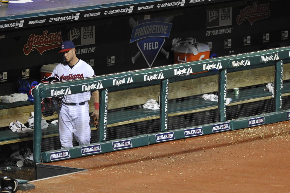 It's a lonely dugout for the catcher after a loss like last night's.