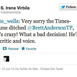 <a href="http://twitter.com/sirenevirbila">S. Irene Virbila</a>, LA Times critic.