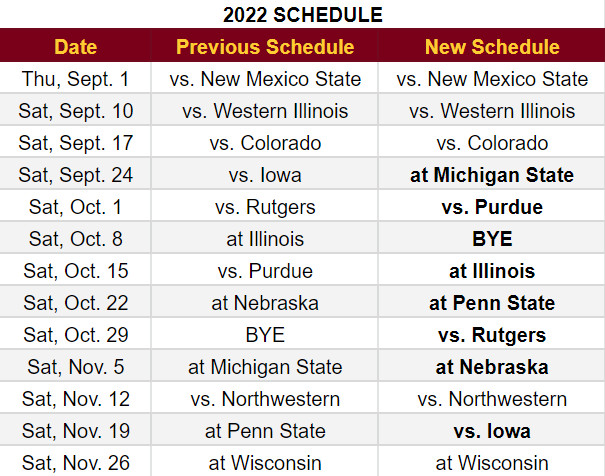 Minnesota 2022 Football Schedule Minnesota Football: Big Ten Announces Changes To 2022 Conference Schedule -  The Daily Gopher