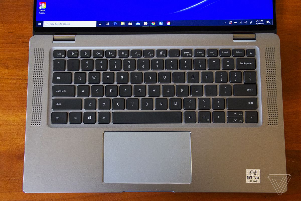 O deck de teclado do Dell Latitude 9510 2 em 1 visto de cima.