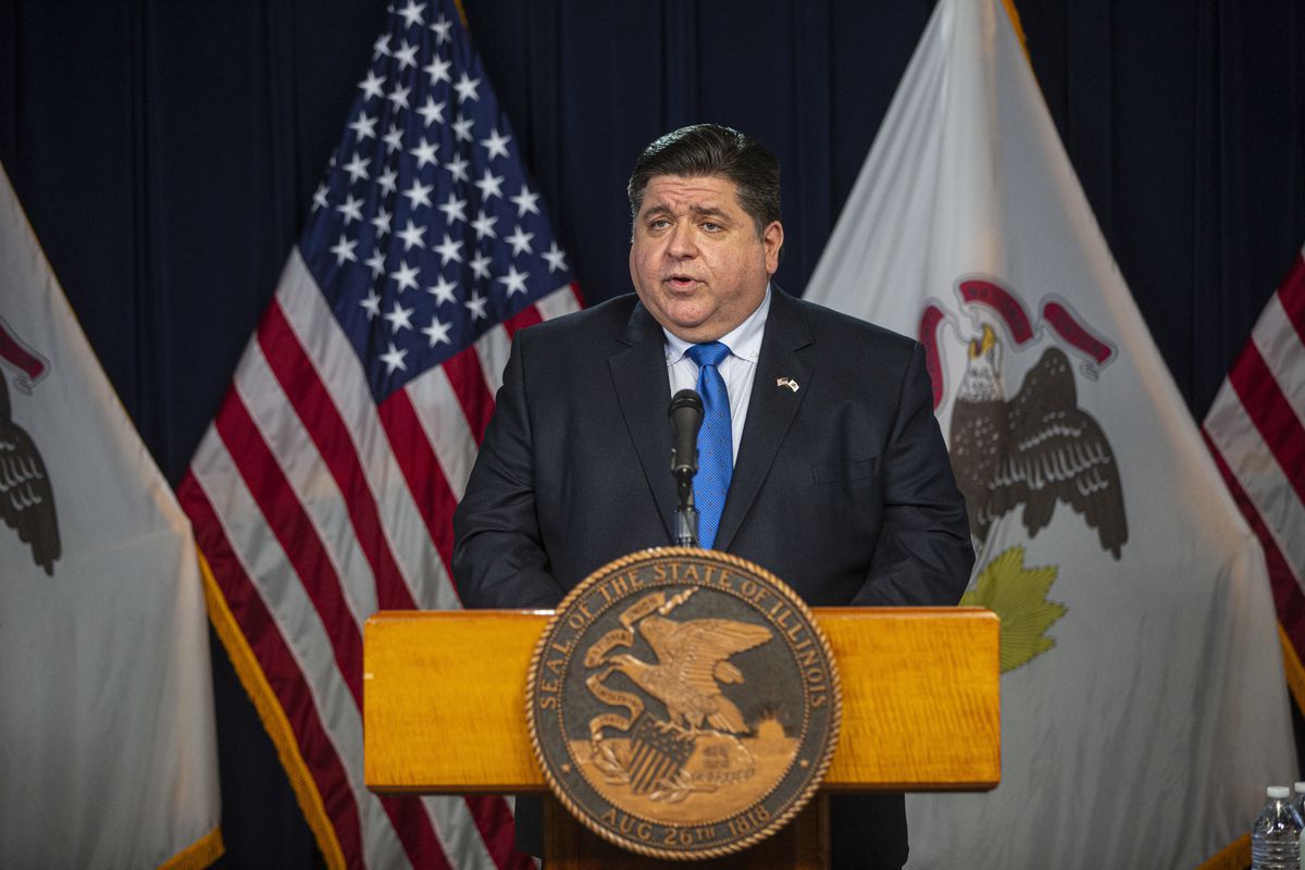Gov. J.B. Pritzker discusses and answers questions from the media on the continued distribution of the COVID-19 vaccine on Wednesday.