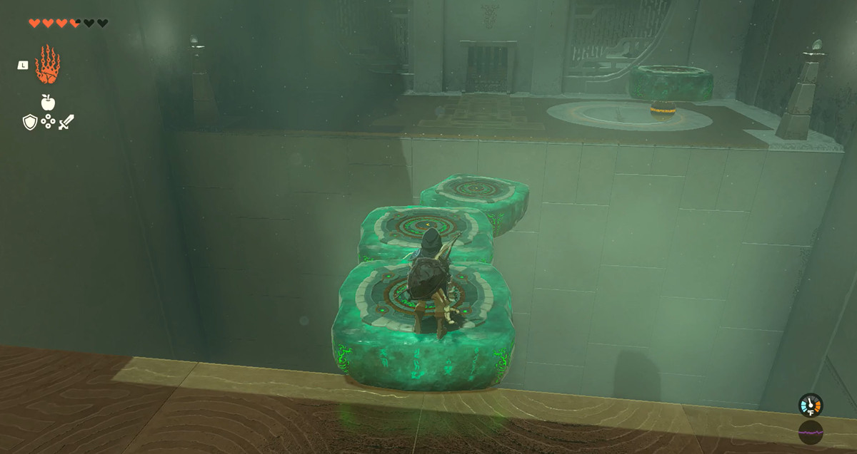 Link using blocks as steps to cross a gap in The Legend of Zelda: Tears of the Kingdom