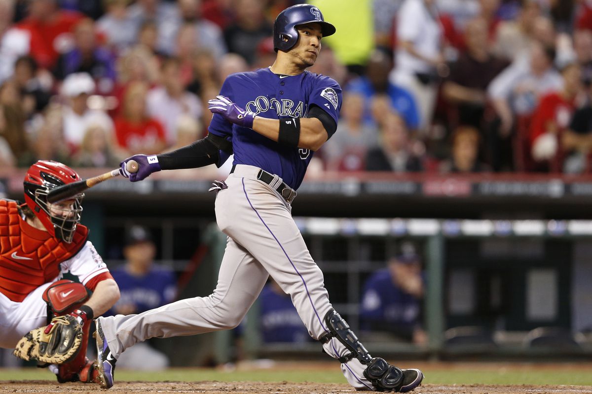 Carlos Gonzalez was the only Rockie with multiple hits in last night's loss to the Reds.