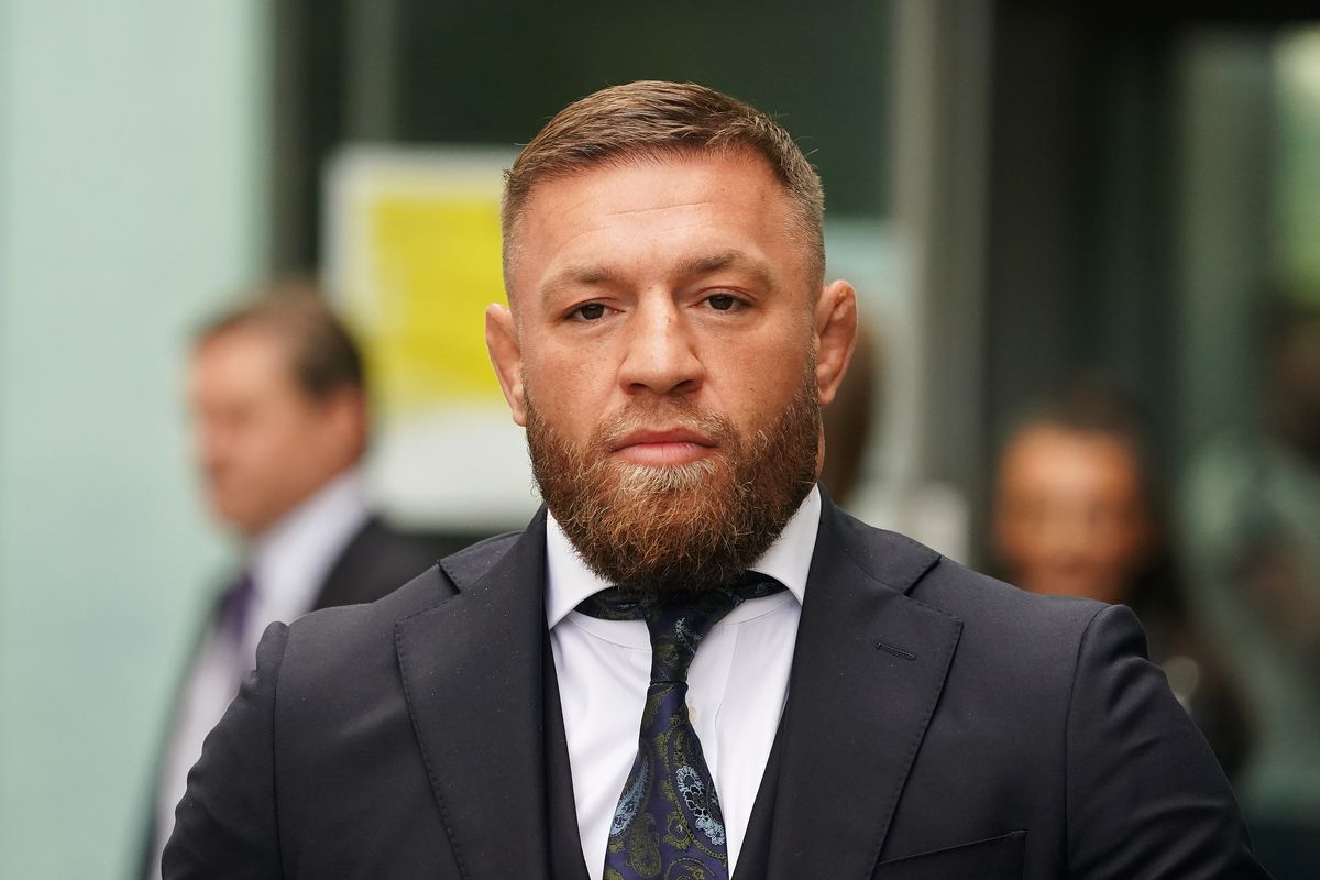 Conor McGregor leaving court over dangerous driving charge.