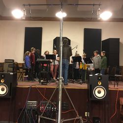 Members of the Salt Lake Children’s Choir, led by artistic director Ralph Woodward, participate in a studio session for the score of “The Last Full Measure” on March 3, 2018.