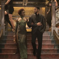 Nakia (Lupita Nyong'o) and T'Challa/Black Panther (Chadwick Boseman) in “Black Panther."