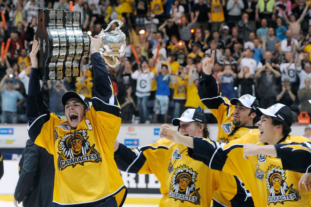 Michael Bournival, pictured above celebrating with his Shawinigan Cataractes teammates, has been an early standout for the Bulldogs.