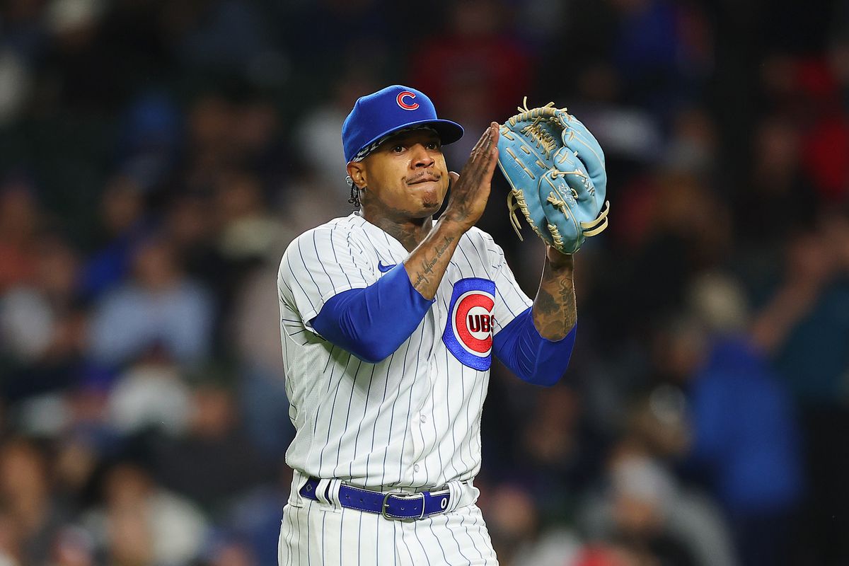 Marcus Stroman of the Chicago Cubs reacts after a strikeout against the Pittsburgh Pirates during the sixth inning at Wrigley Field on June 15, 2023 in Chicago, Illinois.