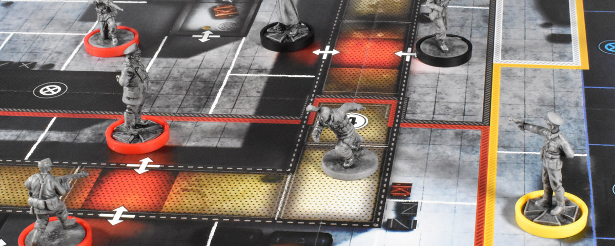 closeup of game pieces and the board for Sniper Elite: The Board Game